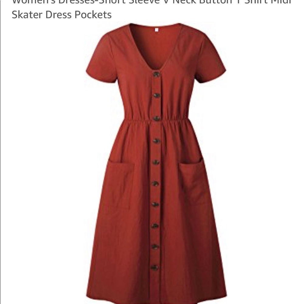 Burnt orange fit and flare midi dress